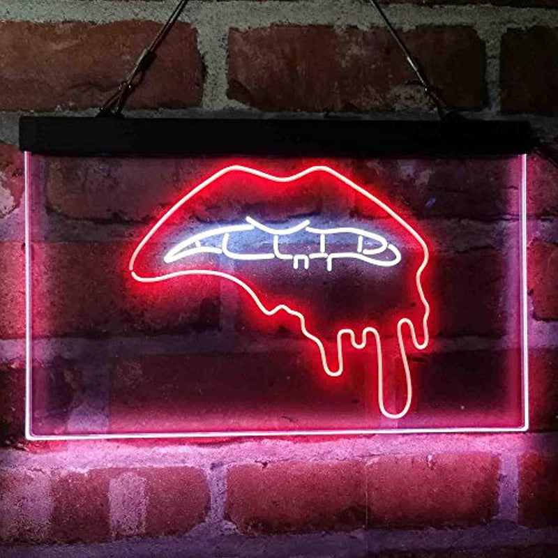 Biting Lip Bite Bleeding Art LED Light Sign - LED Gift Works