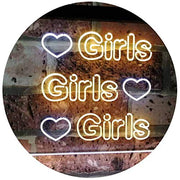 Hearts Girls Girls Girls LED Light Sign - LED Gift Works