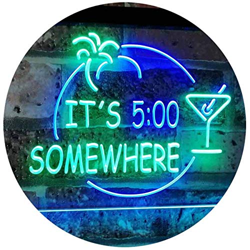 Cocktails It's Five O'Clock Somewhere LED Light Sign - Way Up Gifts