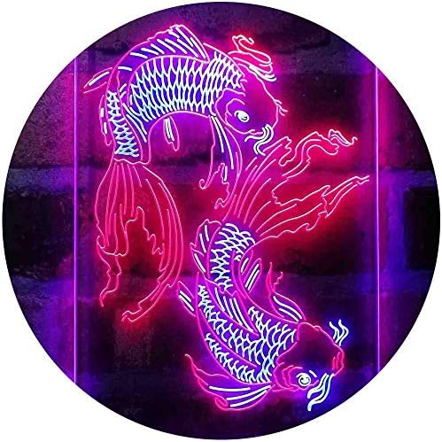 Koi Fish Tattoo Line Art LED Light Sign - LED Gift Works