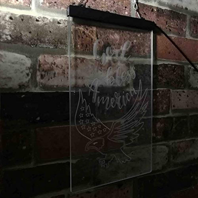 God Bless America Eagle LED Light Sign - LED Gift Works