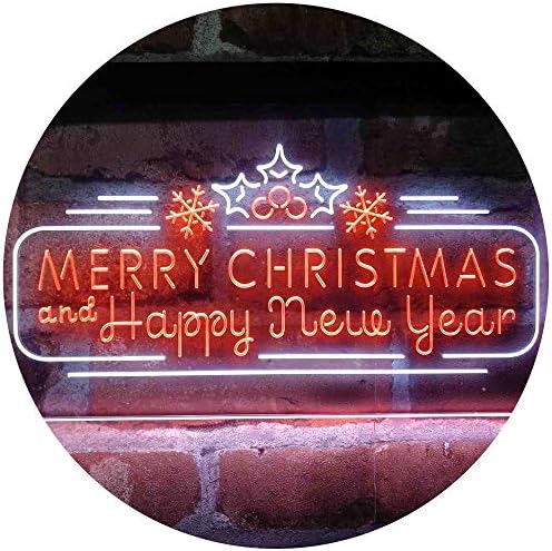 Merry Christmas & Happy New Year Dual Color LED Light Sign - LED Gift Works