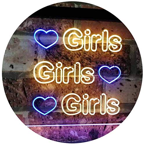 Hearts Girls Girls Girls LED Light Sign - LED Gift Works