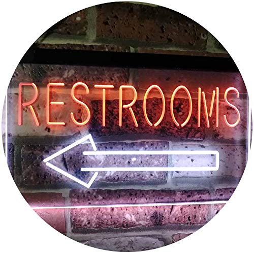 Left Restrooms Arrow LED Light Sign - Way Up Gifts
