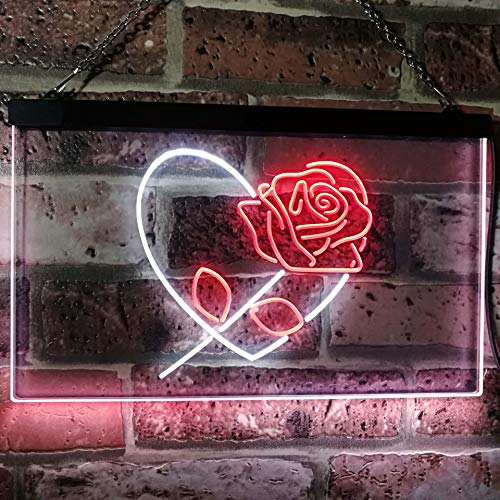 Rose Flower & Heart LED Light Sign - LED Gift Works