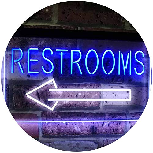 Left Restrooms Arrow LED Light Sign - Way Up Gifts