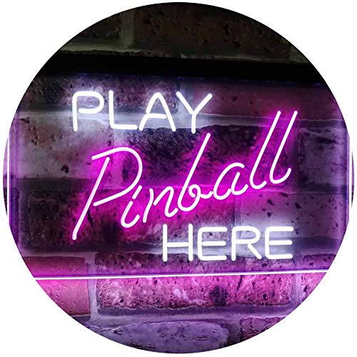 Arcade Game Room Play Pinball Here LED Light Sign - Way Up Gifts