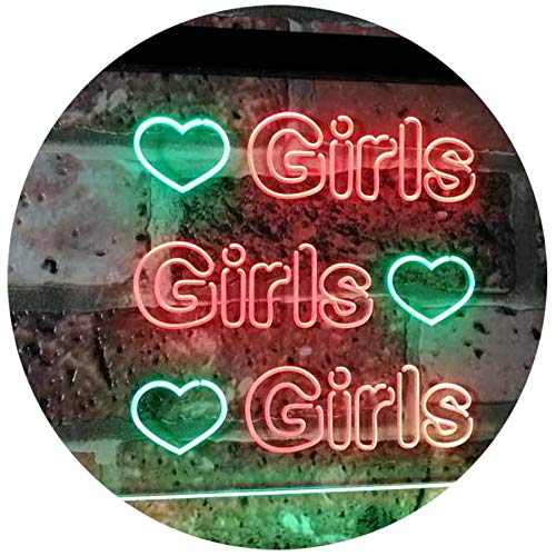 Hearts Girls Girls Girls LED Light Sign - LED Gift Works