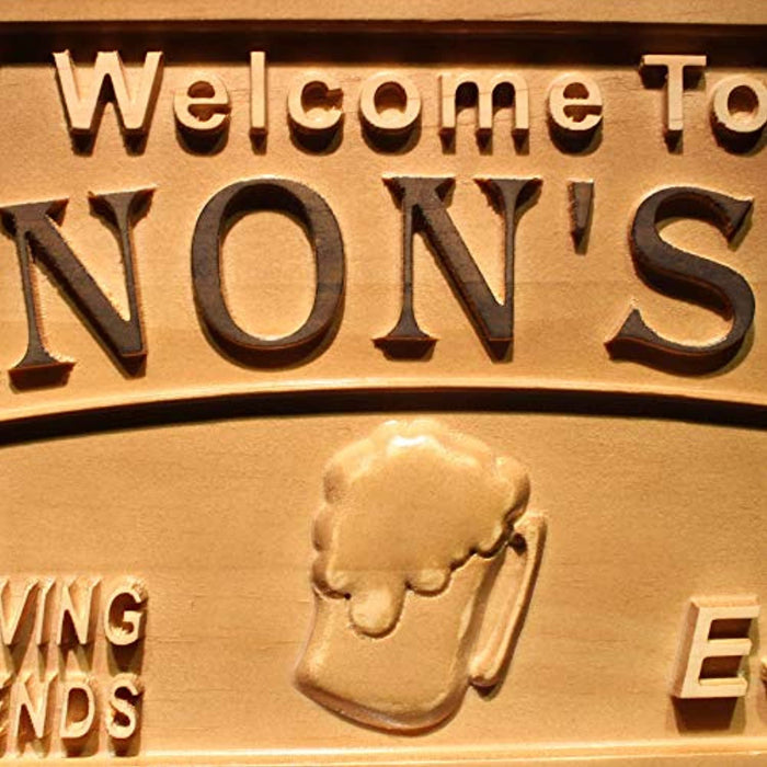 Personalized Welcome Bar Custom Wood Sign 3D Engraved Wall Plaque - Way Up Gifts
