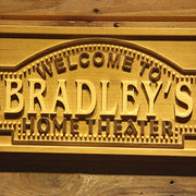 Personalized Movie Room Home Theater Custom Wood Sign 3D Engraved Wall Plaque - LED Gift Works
