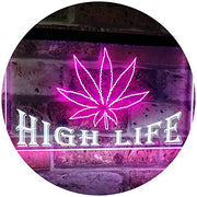 Marijuana Weed Leaf High Life LED Light Sign - LED Gift Works