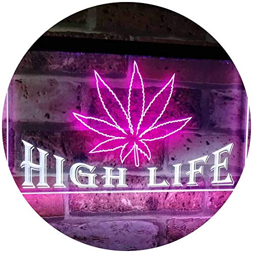 Marijuana Weed Leaf High Life LED Light Sign - LED Gift Works