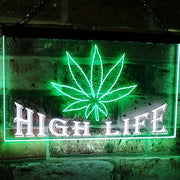 Marijuana Weed Leaf High Life LED Light Sign - LED Gift Works