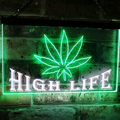 Marijuana Weed Leaf High Life LED Light Sign - LED Gift Works