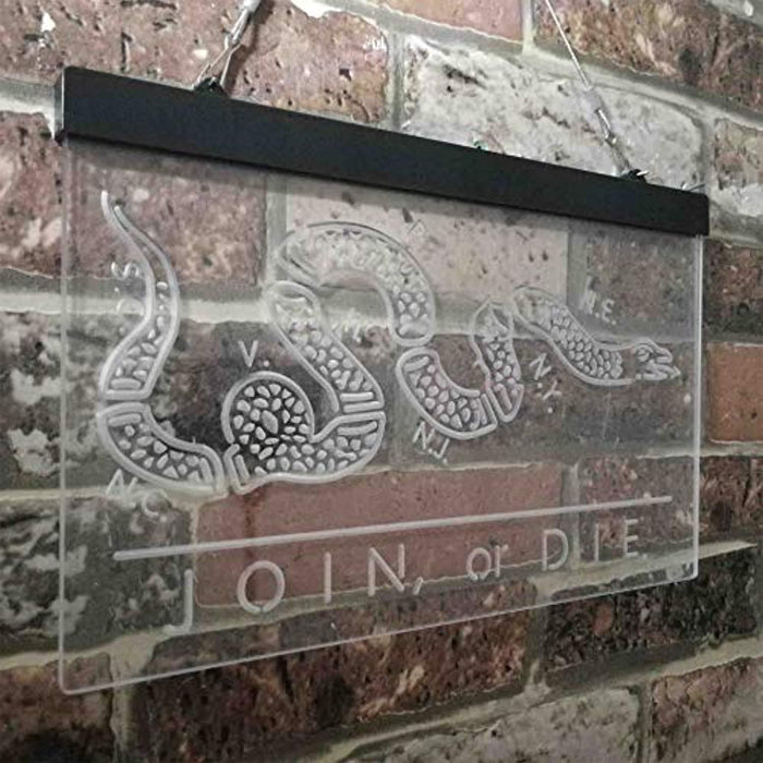 Join Or Die Flag Snake Military Army LED Light Sign - Way Up Gifts