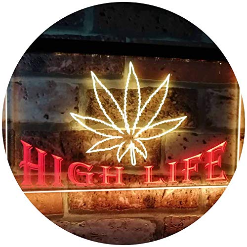 Marijuana Weed Leaf High Life LED Light Sign - LED Gift Works