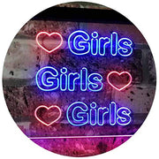Hearts Girls Girls Girls LED Light Sign - LED Gift Works