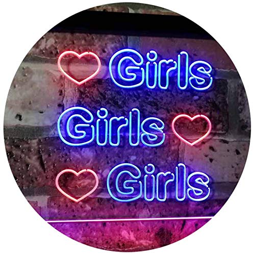 Hearts Girls Girls Girls LED Light Sign - LED Gift Works
