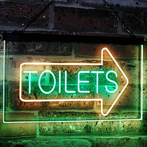 Restrooms Arrow Right Toilets LED Light Sign - Way Up Gifts