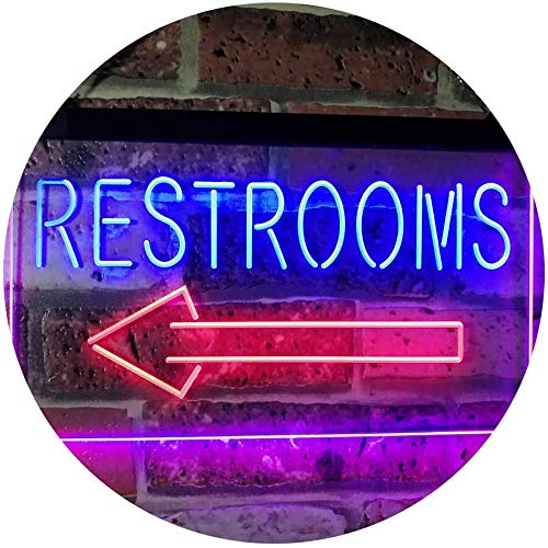 Left Restrooms Arrow LED Light Sign - Way Up Gifts