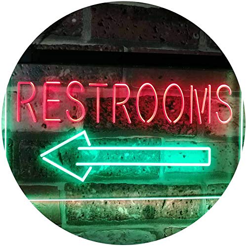 Left Restrooms Arrow LED Light Sign - Way Up Gifts