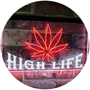 Marijuana Weed Leaf High Life LED Light Sign - LED Gift Works