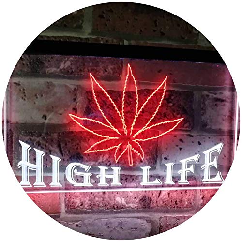 Marijuana Weed Leaf High Life LED Light Sign - Way Up Gifts