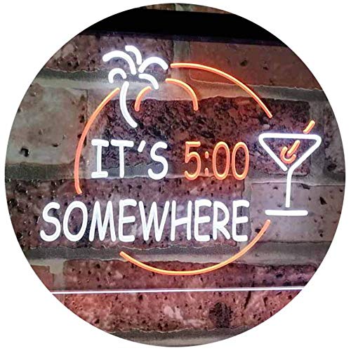 Cocktails It's Five O'Clock Somewhere LED Light Sign - Way Up Gifts