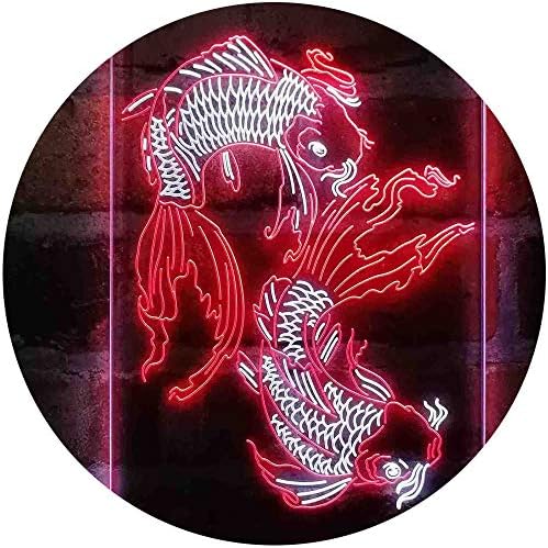 Koi Fish Tattoo Line Art LED Light Sign - Way Up Gifts