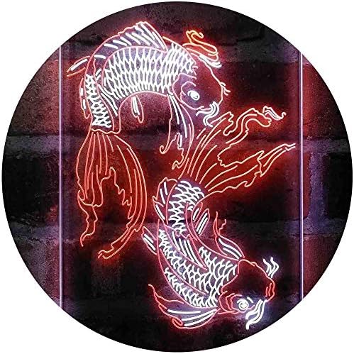 Koi Fish Tattoo Line Art LED Light Sign - LED Gift Works