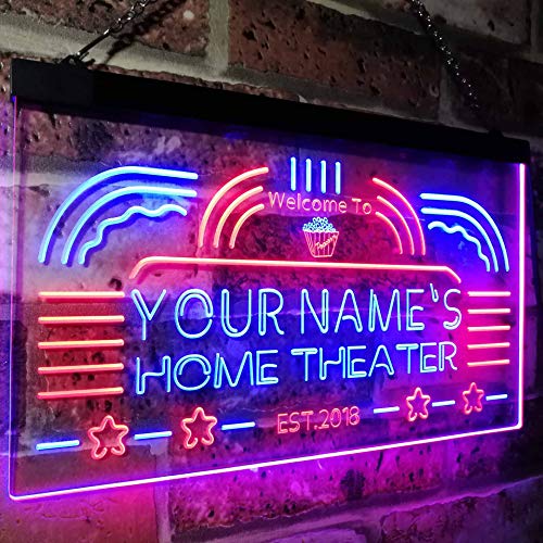 Personalized Home Theater LED Light Sign - LED Gift Works