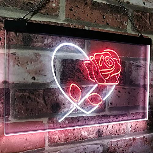 Rose Flower & Heart LED Light Sign - LED Gift Works
