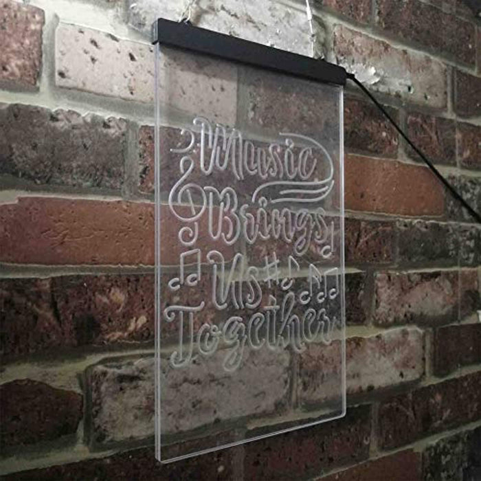 Musician Gift Music Brings Us Together Quote LED Light Sign - Way Up Gifts