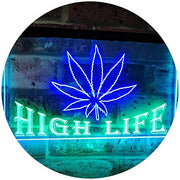 Marijuana Weed Leaf High Life LED Light Sign - LED Gift Works