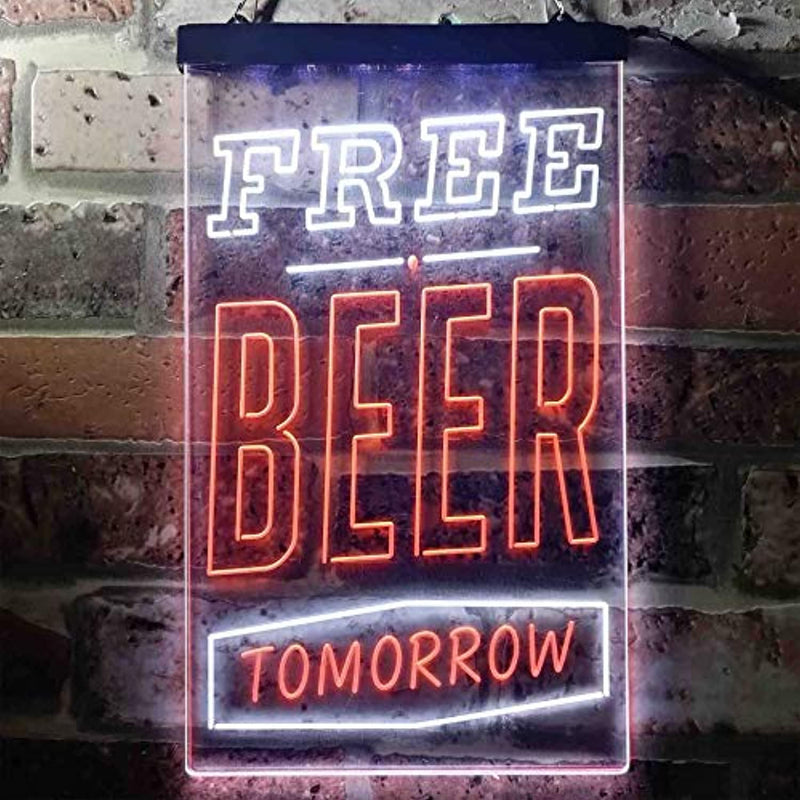 Free Beer Tomorrow LED Light Sign - LED Gift Works