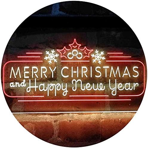Merry Christmas & Happy New Year Dual Color LED Light Sign - LED Gift Works