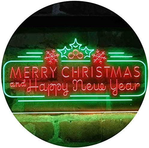 Merry Christmas & Happy New Year Dual Color LED Light Sign - LED Gift Works