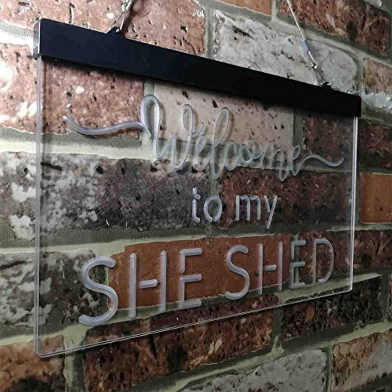 Welcome to My She Shed Woman Cave LED Light Sign - LED Gift Works