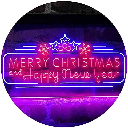 Merry Christmas & Happy New Year Dual Color LED Light Sign - LED Gift Works