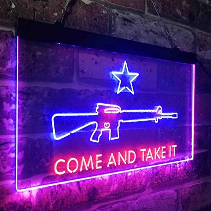 Come and Take It Gun Star Military Army LED Light Sign - Way Up Gifts