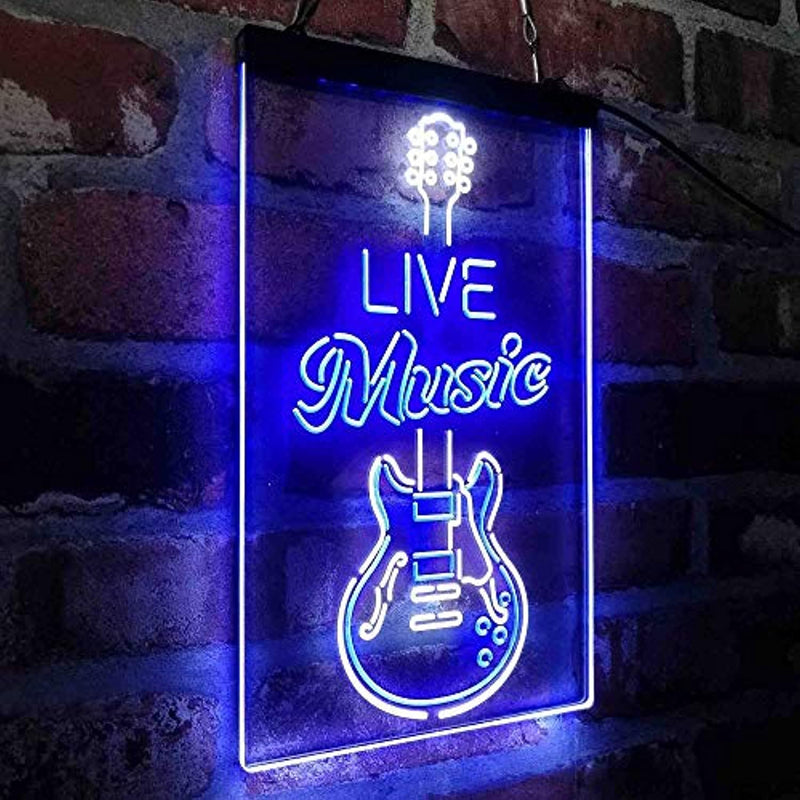Live Music Electronic Guitar Lounge LED Light Sign - LED Gift Works
