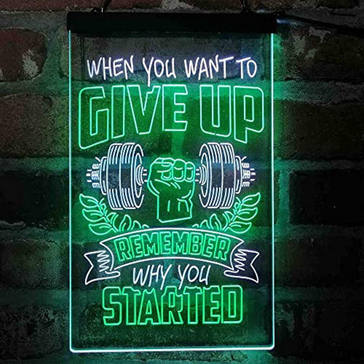 Remember Why You Started Fitness Gym Weightlifting LED Light Sign - Way Up Gifts