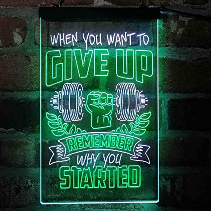 Remember Why You Started Fitness Gym Weightlifting LED Light Sign - Way Up Gifts