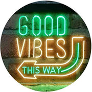 Good Vibes Arrow Left This Way LED Light Sign - LED Gift Works