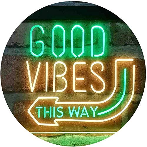 Good Vibes Arrow Left This Way LED Light Sign - LED Gift Works