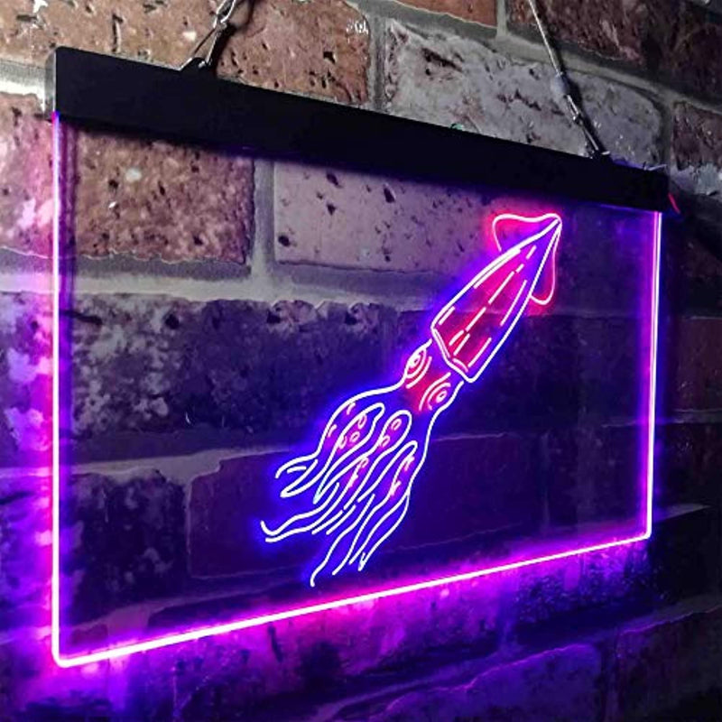 Squid Animal Ocean Display LED Light Sign - LED Gift Works