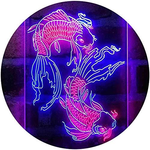 Koi Fish Tattoo Line Art LED Light Sign - LED Gift Works