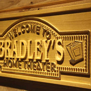 Personalized Movie Room Home Theater Custom Wood Sign 3D Engraved Wall Plaque - LED Gift Works