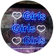 Hearts Girls Girls Girls LED Light Sign - LED Gift Works