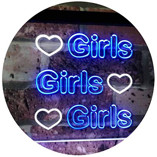 Hearts Girls Girls Girls LED Light Sign - LED Gift Works